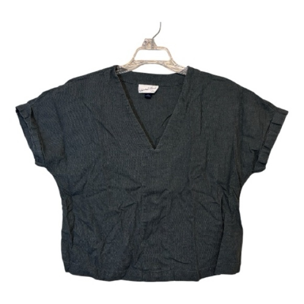 Universal Thread Olive Green Linen V-Neck Blouse